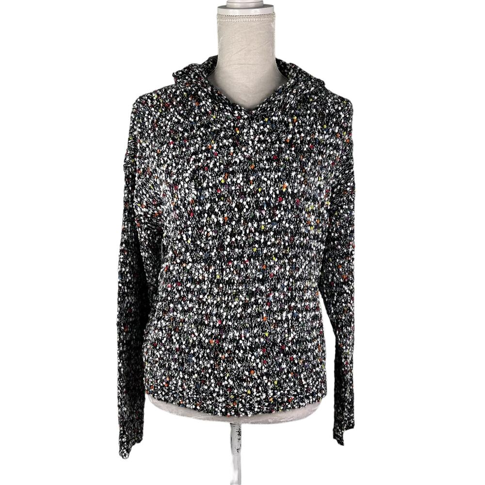 Rainbow Sweater Black Love Always Medium Hood Oversized New